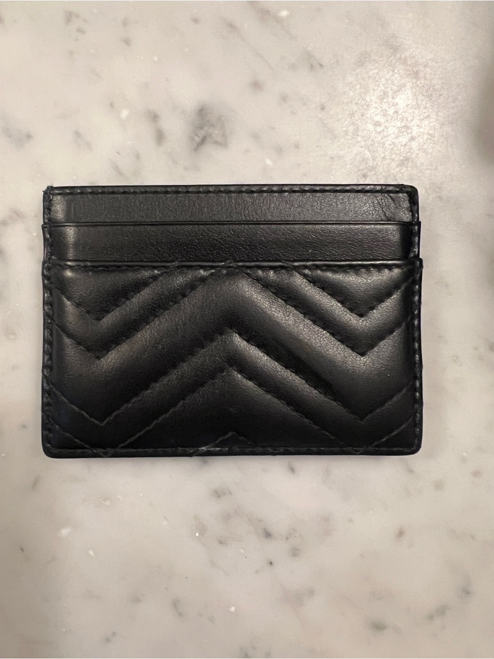 Gucci Marmont Black Quilted Chevron Leather Card Case Authentic - Picture 3 of 3